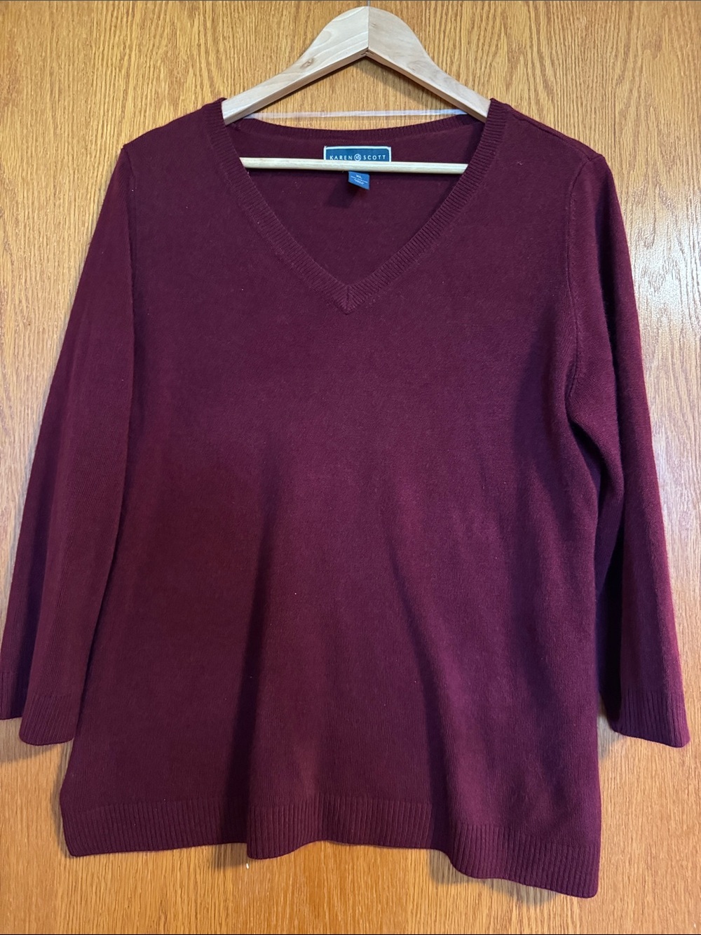 Karen Scott V-Neck Sweater in Deep Wine